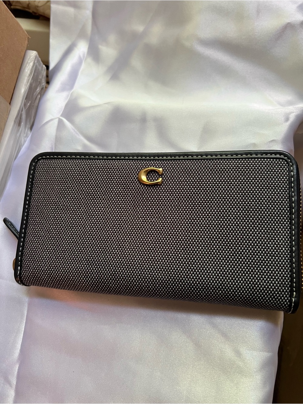 Coach Denim Long Wallet with Gold 'C' Emblem NWOT